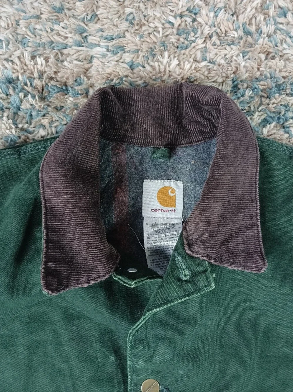 Vintage Carhartt Blanket-Lined Chore Coat “Spruce Green” C02 SPC Men’s Large